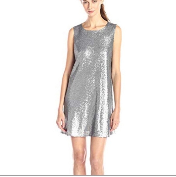 Nwt Jack By Bb Dakota Sparkling Silver Sequin Womens Mini Dress‎ Size Medium - Picture 1 of 7